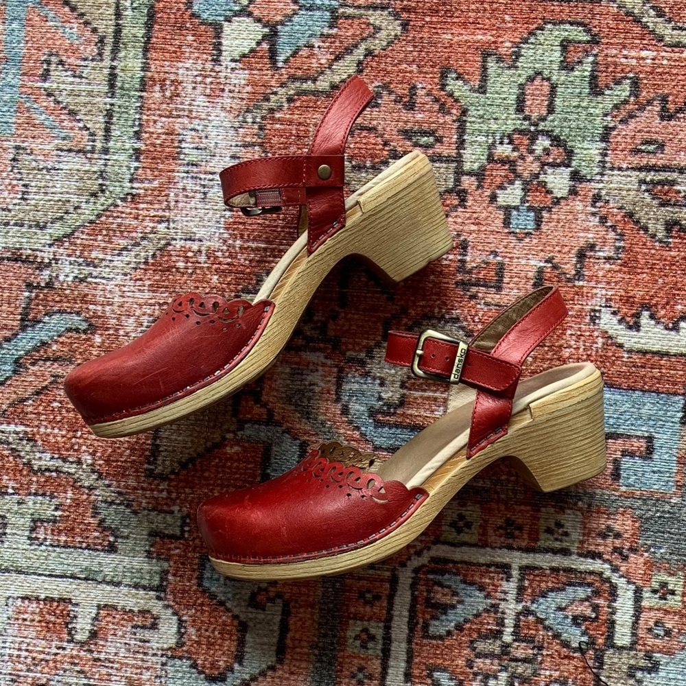 Dansko Sam Sandal Clog in Red Leather